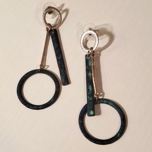 Funky mixes metal post dangle earrings